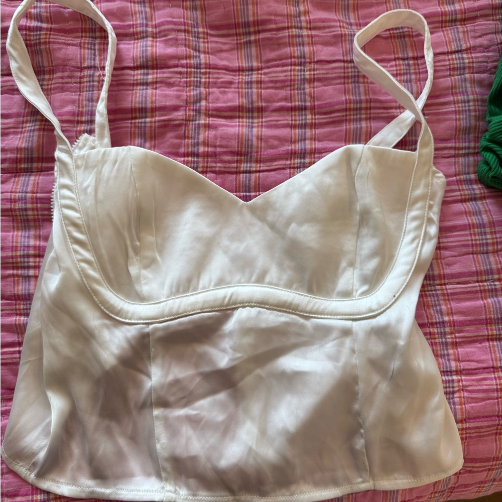 Princess Polly Cream Satin Top - Picture 1 of 2